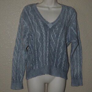 $530 Sz S Avant Toi Blue Overdye V Neck Long Sleeve Sweater